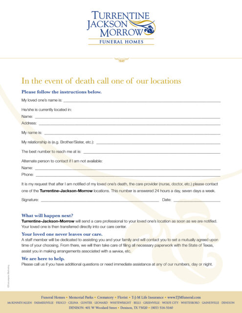 In Case of Death Please Notify