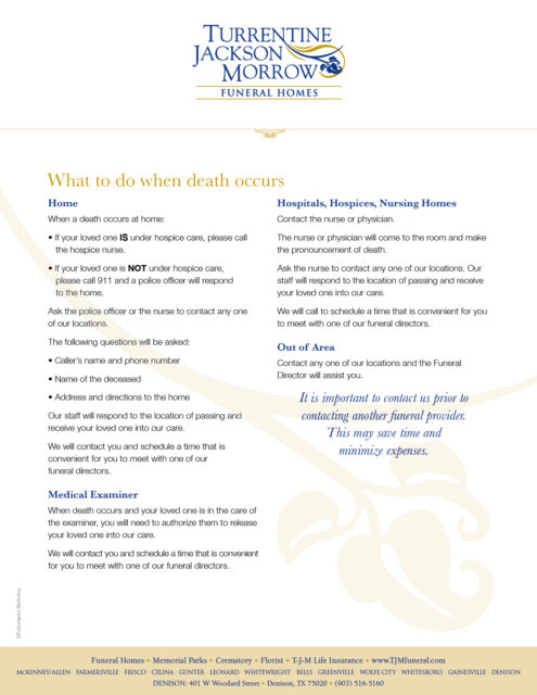 What to Do When Death Occurs